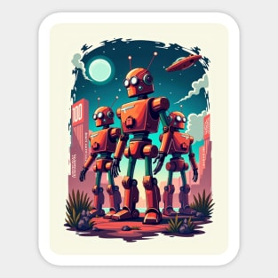 Retro Robot Revival: Vintage Visions of the Future Sticker